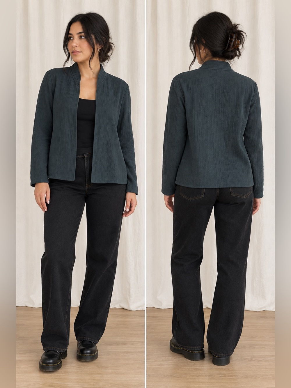 Eileen fisher rayon silk open sweater